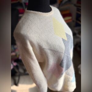 Liz Claiborne Multicolor Geometric LONG Sweater, Lambswool/Angora/Nylon blend, M